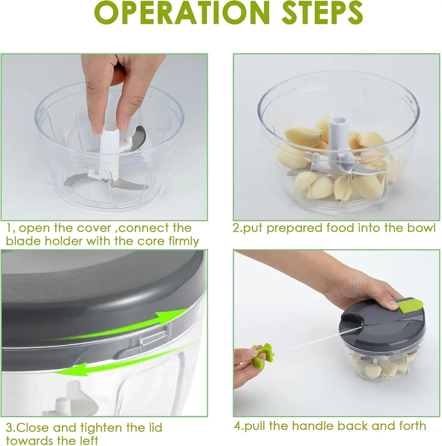 520ML/900ML Manual Food Processor Vegetable Chopper Portable Hand Pull String Garlic Mincer Onion Cutter