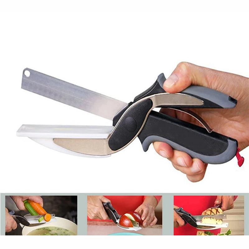 2 In 1 Clever Cutter Kitchen Scissors Quick Vegetable Cutter Vegetable Chopper