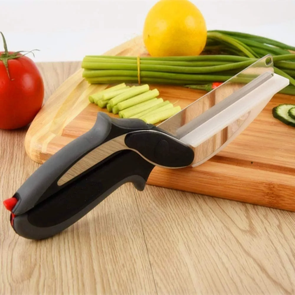 2 In 1 Clever Cutter Kitchen Scissors Quick Vegetable Cutter Vegetable Chopper