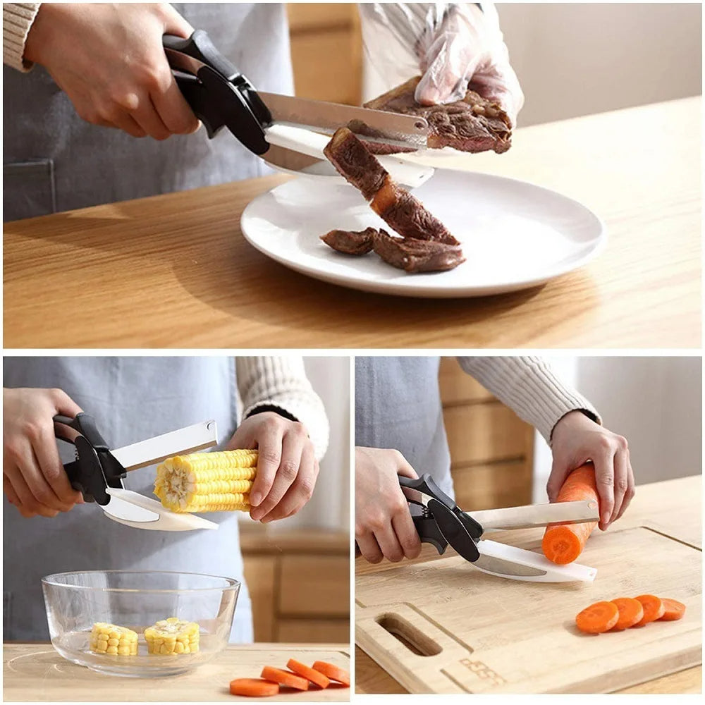 2 In 1 Clever Cutter Kitchen Scissors Quick Vegetable Cutter Vegetable Chopper