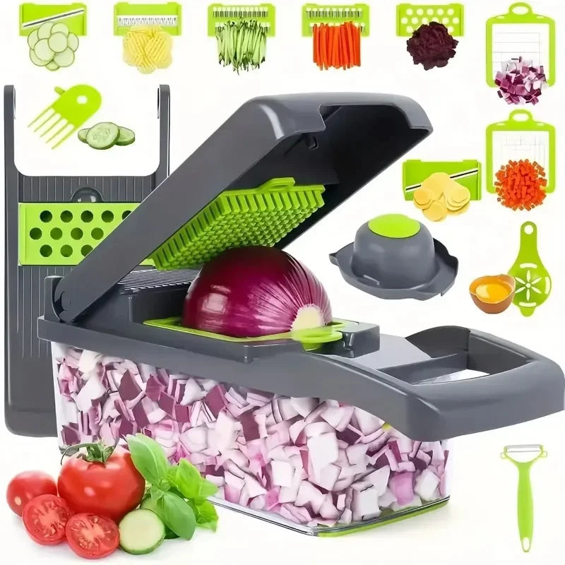 12 in 1 Multifunctional Vegetable Chopper Handle Food Grate Food Chopper Vegetable Slicer Dicer Cut Kitchen Items