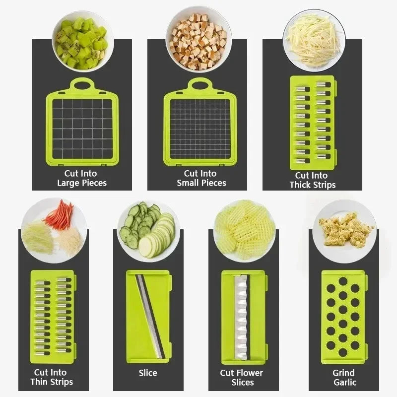 12 in 1 Multifunctional Vegetable Chopper Handle Food Grate Food Chopper Vegetable Slicer Dicer Cut Kitchen Items