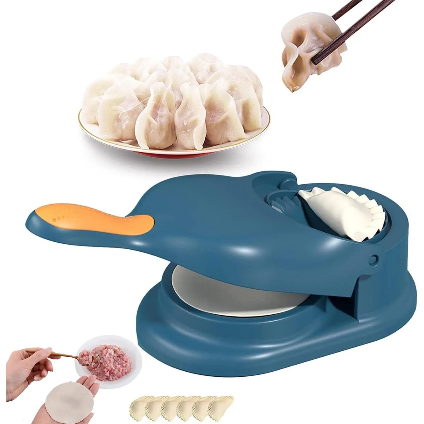 Dumpling Maker 2 In 1 Wrapper Presser Device Kit Manual Labor-Saving Dumpling Dough Skin Molder Machine Kitchen Gadgets Tool