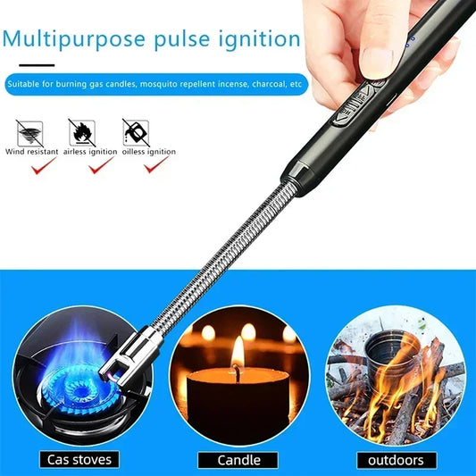 360° Kitchen Electric Arc BBQ Lighter USB Windproof Flameless Plasma Ignition